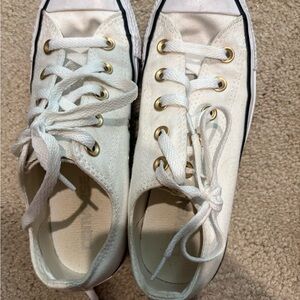 Converse White gold Low-Top Canvas Sneakers